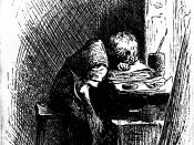 Dickens at the Blacking Warehouse. Charles Dickens is here shown as a boy of twelve years of age, working in a factory.