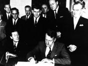 Ian Smith signing the Unilateral Declaration of Independence on 11 November 1965 with his cabinet watching