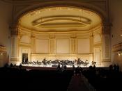 English: A post-concert photo of the main hall's stage inside of Carnegie Hall.