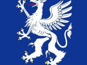 White griffin on blue