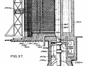 English: Vertical sectional view (partly in elevation) of a liquid cooled reactor from 