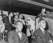 Elijah Muhammad addresses followers including Cassius Clay / World Telegram & Sun photo by Stanley Wolfson.