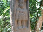 Stele 1, La Venta Park, Villahermosa, Mexico. This monument represents a woman (something rare in olmec art) placed in a niche.