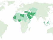 Map of the Muslim world highlighted, with those countries whose first lady or monarch consort wears a Muslim headscarf or hijab.