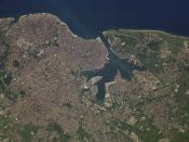 English: Satellite photo of Havana, Cuba. It covers the area from the Almenares River to the Bay of Havana, and eastward. Español: Foto satelital de La Habana. Cubre la zona del río Almenares a la Bahía de La Habana.