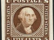 English: Washington 5-cent stamp essay, 1869