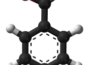 Ball and stick model of the benzoic acid molecule.
