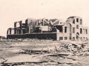 Ruins of the Longfellow School, Murphysboro, Illinois, where 17 children were killed. The storm hit the school at about 2:30 p.m.