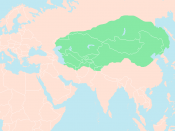 Map of the empire of Genghis Khan at his death.