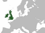 A map highlighting the (former) United Kingdom of Great Britain and Ireland within Europe.