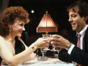 Angie and Den have dinner together on the Orient Express (1986).