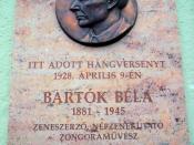 Béla Bartók memorial plaque in Baja, Hungary