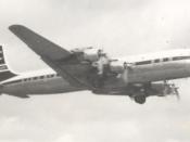 BOAC Douglas DC-7C taking off from Manchester on a non-stop flight to New York