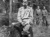 One of the last photographs taken of Nicholas II, showing him at Tsarskoye Selo after his abdication in March 1917