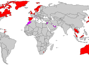 World's constitutional monarchies coloured by form of government as of 2007