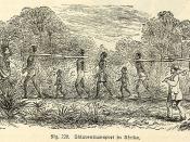 Slave transport in Africa, depicted in a 19th-century engraving