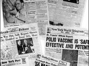 Photo of newspaper headlines about polio vaccine tests