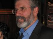 English: Gerry Adams wearing the Easter Lily badge. The Easter Lily is a badge worn at Easter by Irish republicans as symbol of remembrance for Irish combatants who died during or were executed after the 1916 Easter Rising.