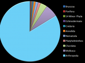 English: A pie chart showing the contribution of each animal phylum to the total number of animal species.