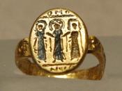 Wedding ring, Byzantium, 7th c. AD, nielloed gold.