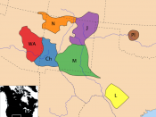 Apachean tribes ca. 18th century (Ch – Chiricahua, WA – Western Apache, N – Navajo, M – Mescalero, J – Jicarilla, L – Lipan, Pl – Plains Apache