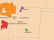 Map showing the Fort Apache Indian Reservation (in red - upper half)