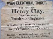 English: 1844 handbill for Henry Clay, Whig party candidate in the US presidential election. Since it's from a Northern state (Ohio), it plays up the Whig party's anti-Texas-annexation stand as being equivalent to anti-slavery-extension. Equivalent Whig c