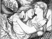 Rossetti was interested in figures locked in embrace; cf. the embracing figures at the bottom of the Mystical Nativity
