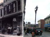 Bergenline Avenue then and now: Facing south toward 32nd Street, circa 1900 (left), and in 2010 (right).