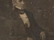United States president James Knox Polk, three-quarter length portrait, three-quarters to the right, seated. Daguerrotype