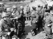 American and Soviet troops meet east of the Elbe River