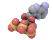 SpaceFill representation of Adenosine triphosphate. Done using the real time open source QuteMol system.