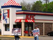 protestors outside a KFC restaurant in Royal Oak, MI, May 5, 2007