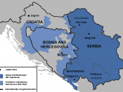 Territories of the Republic of Bosnia and Herzegovina and the Republic of Croatia controlled by Serb forces 1992-1995.