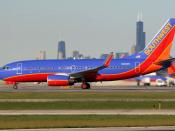 English: A Southwest Airlines Boeing 737-700 taxiing at Chicago Midway International Airport. Southwest is the dominant carrier at Midway, operating more than 225 daily flights out of 29 of Midway's 43 gates to over 45 destinations across the United State