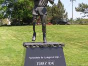 Monument in honour of Terry Fox at the Beacon Hill Park in Victoria BC.