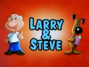 Larry (left) and Steve (right) as they appeared in Larry & Steve (1997), an animated short directed by Seth MacFarlane. Larry and Steve would form the basis for the Family Guy characters of Peter and Brian, respectively.