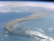 Smoke of Etna volcano seen from the International Space Station. Русский: Дым из вулкана Этна (Etna), снимок сделан на МКС (International Space Station).