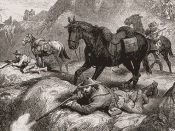 Boers au combat. Gravure parue dans l'Illustrated London News, 1881