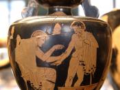 Physician treating a patient. Red-figure Attic aryballos, ca. 480–470 BC.