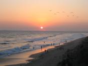Sunset at Huntington Beach, California.