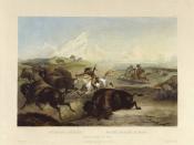 Karl Bodmer: Indians hunting the bison. Tableau 31. In: Maximilian zu Wied-Neuwied: Maximilian Prince of Wied's Travels in the Interior of North America, during the years 1832–1834; published London 1843–1844.