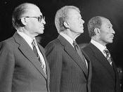 Menachem Begin, Jimmy Carter und Anwar Sadat in Camp David