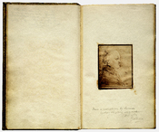 William Blake's portrait in profile, from Songs of Innocence and Experience. (The note at the bottom of the page is dated 1863).