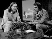 Publicity photo of John Lennon and host Tom Snyder from the television program Tomorrow. Done in 1975, this was the last television interview Lennon gave before his life ended in 1980.