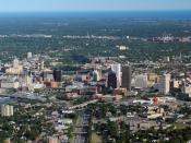 English: An aerial image of the city of Rochester, New York.