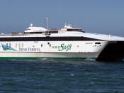 English: Irish Ferries Jonathan Swift Speeding Through The Irish Sea