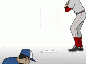 English: An animated diagram showing the four-seam fastball pitch in baseball.