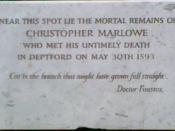 English: Christopher Marlowe's memorial IN the Churchyard at St Nicholas, Deptford
