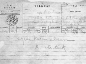 The telegram send by the Mustafa Kemal Ataturk after the referendum by Hatay